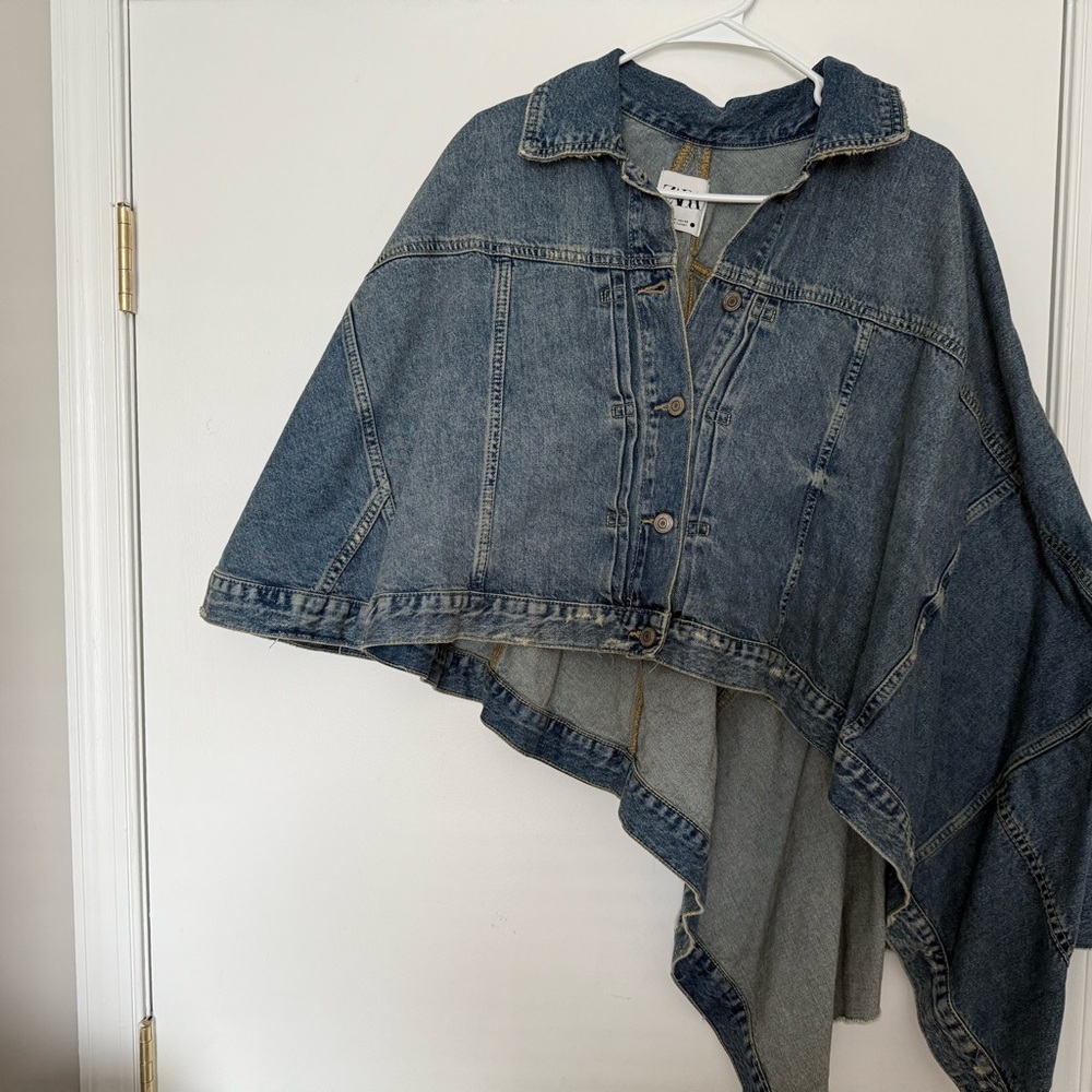 Zara Indigo Denim Cape Coat